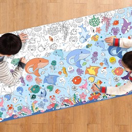 AIBIIN 2 Pcs Under The Sea Giant Coloring Poster for Kids Jumbo Paper Coloring Tablecloth Games Activities Thanksgiving Fall Party Decorations 72 x 30 inch