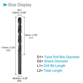CoCud 6542 High Speed Steel Twist Drill, Diameter 6.6 mm Length 110 mm, Black Oxide Straight Twist Drill - (Applications: for Metal, Wood, Plastic, Aluminium)