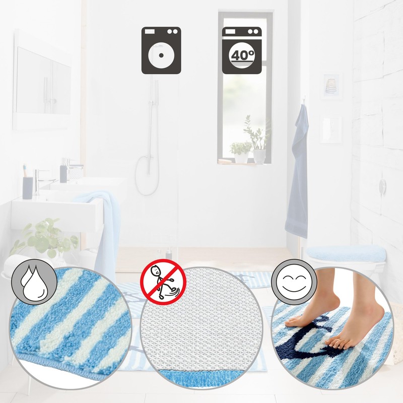 Erwin Müller Lefkada Bath Mat Maritime Light Blue Size Round