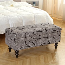 Stretch Folding Storage Ottoman Bench Slipcovers Printed Storage Ottoman Cover Rectangle Footstool Slipcover Footstool Protector Covers for Living Room (Color 03, Medium)