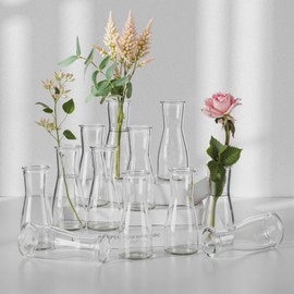 Glass Bud Vases for Centerpieces Set of 12 Small Clear Vase Modern Minimalist Decorative Flower Vases for Wedding Bridal Shower Birthday Party Baby Shower Table Decorations Home Decor