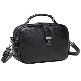 Kasqo Crossbody Bag for Women,Small Cross Body Purse Vegan Leather Ladies Shoulder Bag Handbags with Shoulder Strap,Black