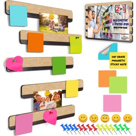 INOVES Combo Bulletin Board Strips - 5Pcs Premium Small Cork Board for Office w/Magnetic Strip, Strong Adhesive Felt Cork Board Strips for Walls, Home Office Cork Strips Memo Board 1/2" Thick (Cream)