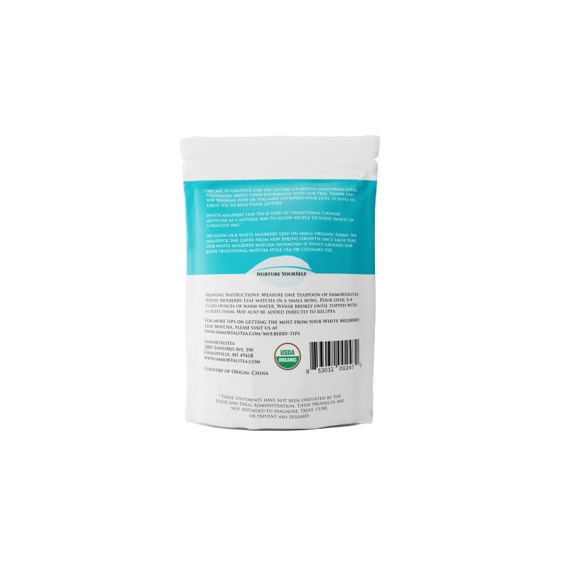 Immortalitea White Mulberry Matcha Style Tea Powder - 3.5 Ounce