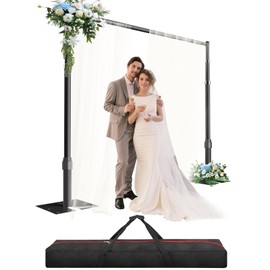 Pipe and Drape Backdrop Stand Kit, Heavy Duty Backdrop Stand 10ftx10ft, Adjustable Background Stand for Photography, Wedding, Party, Events Decoration-Black