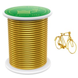 VynyQoo 2mm Filo di Ferro Modellabile, 12m Filos di Ferro Oro, Filo Alluminio Metallico per Creazioni Artigianato Gioielli DIY