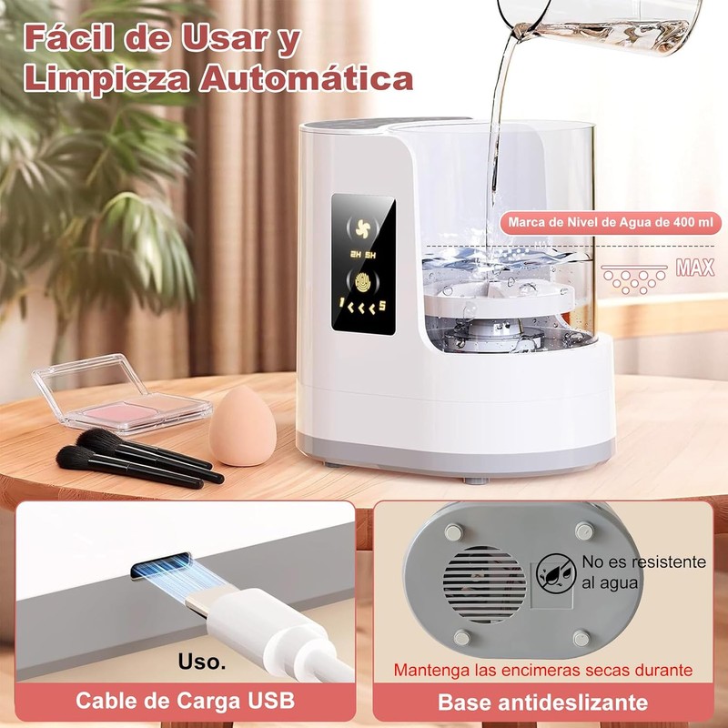 ABUDA Limpiador Eléctrico de Brochas de Maquillaje, con Desmontable 3