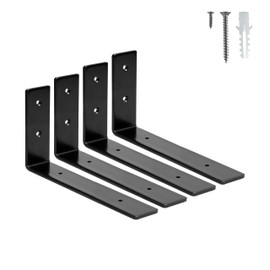 HEART ART 4 Pack Shelf Brackets 8 inch,L Brackets for Shelves,Black Heavy Duty Metal Shelf Brackets,8”x4”x1.4”