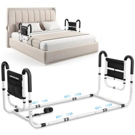 KingPavonini Dual Side Bed Rails for Seniors, 350 LBS Capacity, Model BM10