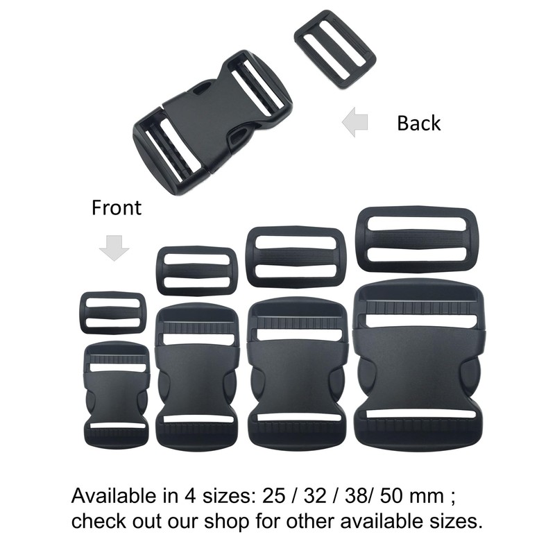 EesTeck 1 Set 50mm Heavy Duty Buckle Clips, Dual Adjustable