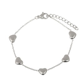 LuckyLy Pulseras Mujer con Dijes de Corazón, Brazalete de Acero Inoxidable Color Plata – Joyería y Accesorios, Regalos para Mujer Cumpleaños y Regalos para Novia San Valentín, Betsy Plata