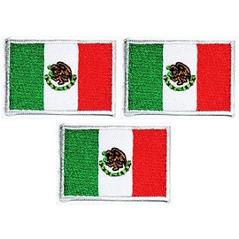 Umama Patch Set of 3 Mini flag '' 1.2X1.7 '' Mexico Flag Embroidered Patch Military Tactical Mexico Flag Emblem Uniform Sew Iron On Patches Clothes Dress Plant Hat Jeans Sewing Applique DIY Accessory