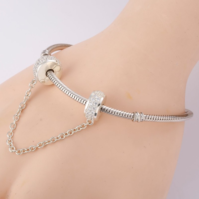 Clips cadena de seguridad Charms 925 broche de plata de