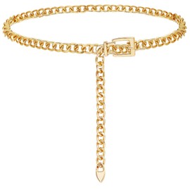 FIORETTO Chain Belt for Women Metal Belts Fashion Chunky Link Waist Belts for Dress Gold Length 43in