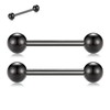 PEAKLINK Black Titanium Nipple Bars 16 Gauge Straight Internally Threaded