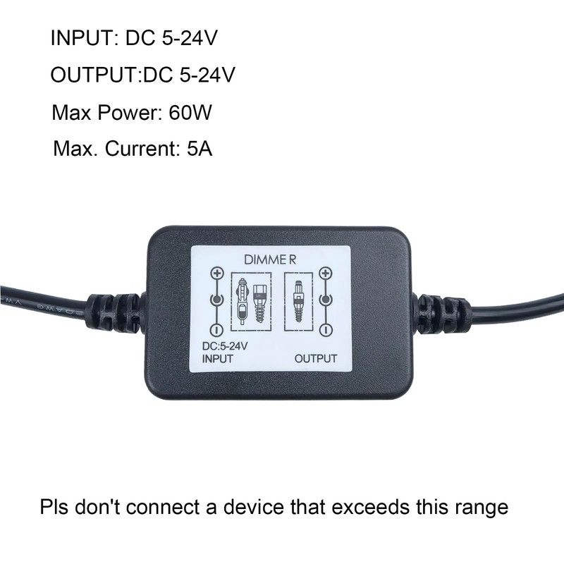 Yogcow DC 12V Knob LED Dimmer Switch, 5-24V 5A Rotary