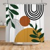 Canessioa Boho Geometric Shower Curtain White Beige Mid Century Abstract