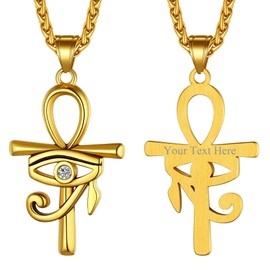 Richsteel Eye Of Horus Cross Gold Pendant Necklace For Men Women Steel Chain Amulet Necklaces Ankh Egyptian Jewellery
