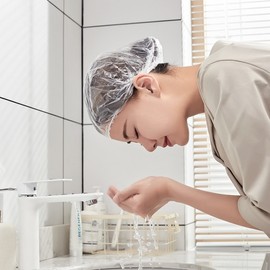 Disposable Waterproof Vinyl Hair Cap for Shower, Dyeing, Treatment, Perm, and Face Washing 100 Pieces 4ea