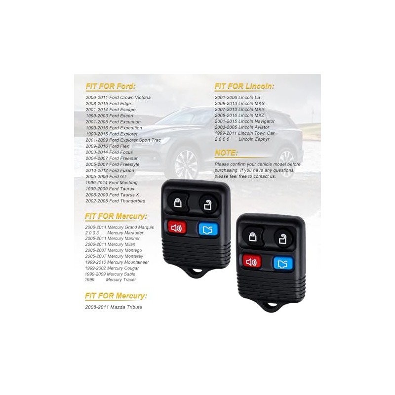 4 Button Keyless Entry Remote Control Key Fob Compatible with