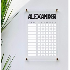Large Clear Acrylic Chore Chart for wall | Dry-Erase Message White Board Calendar Wall Mounted Office Home Family Organization Tools Must Haves School Kids Adult Mom Teen Monthly Weekly ADHD Tools