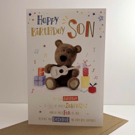 ICG Happy Birthday Son Card- Barley The Bear and Guitar