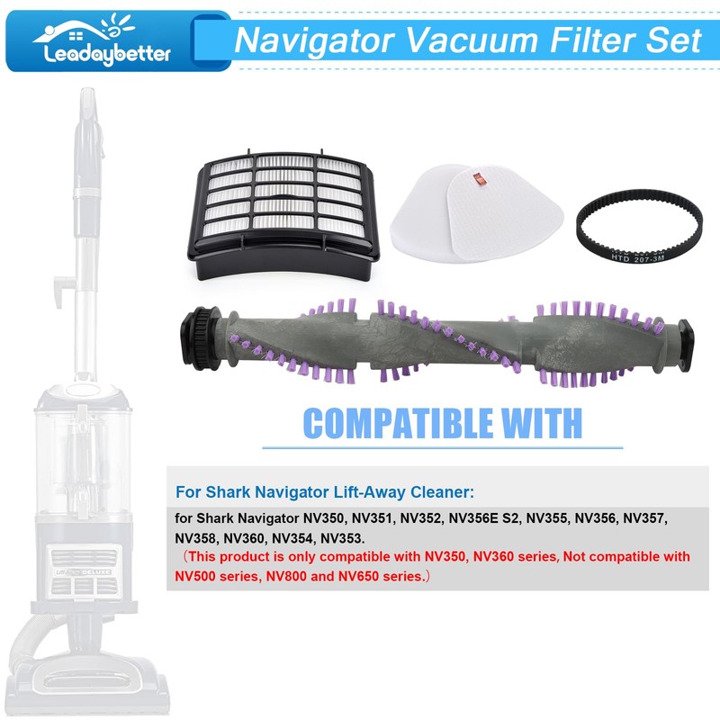 Leadaybetter Brush Roll Belt Filter Replacement for Shark Navigator Lift