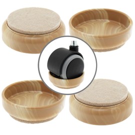 Lifeswonderful - 4 x furniture coasters in light wood look with soft felt underlay - protects floors, prevents the slipping of beds and furniture on wheels