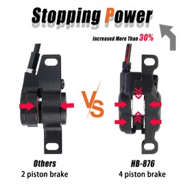 BUCKLOS Zoom Mountain Bike MTB 4 Piston Hydraulic Disc Brakes Set - Left Front 850mm Right Rear 1550mm Hydraulic Brake Aluminum Alloy Lever with Caliper is/PM Adapter Fit EBike/Fat Bike(Pre-Bled)