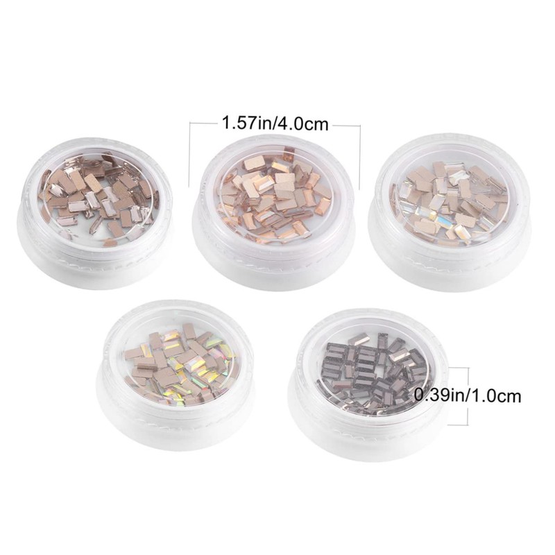 BIUDECO 1bag Rectangular Manicure Diamond Nail Art Rhinestones Decorations DIY