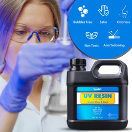 UV Resin -1,000g Crystal Clear Low Odor Ultraviolet Curing Hard Type Glue Epoxy Resin for DIY Jewelry Making, Crafts - Transparent Bubbles Free Solar Cure UV Resin for Resin Mold, Casting, Paintings