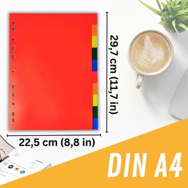 perfect line perfect line - Ordner-Register DIN-A4 aus Kunststoff (PP), 10 Taben (10-teilig), 5er Set, Trennblätter für Akten-Ordner, recycelbar, made in Germany