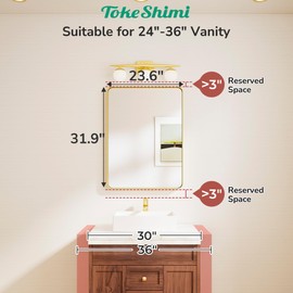 TokeShimi 24x32 Black Bathroom Mirror,Bathroom Vanity Mirror with Tempered Glass,Modern Vanity Wall Mirror for Bathroom with Seamless Aluminum Frame(Horizontal/Vertical)