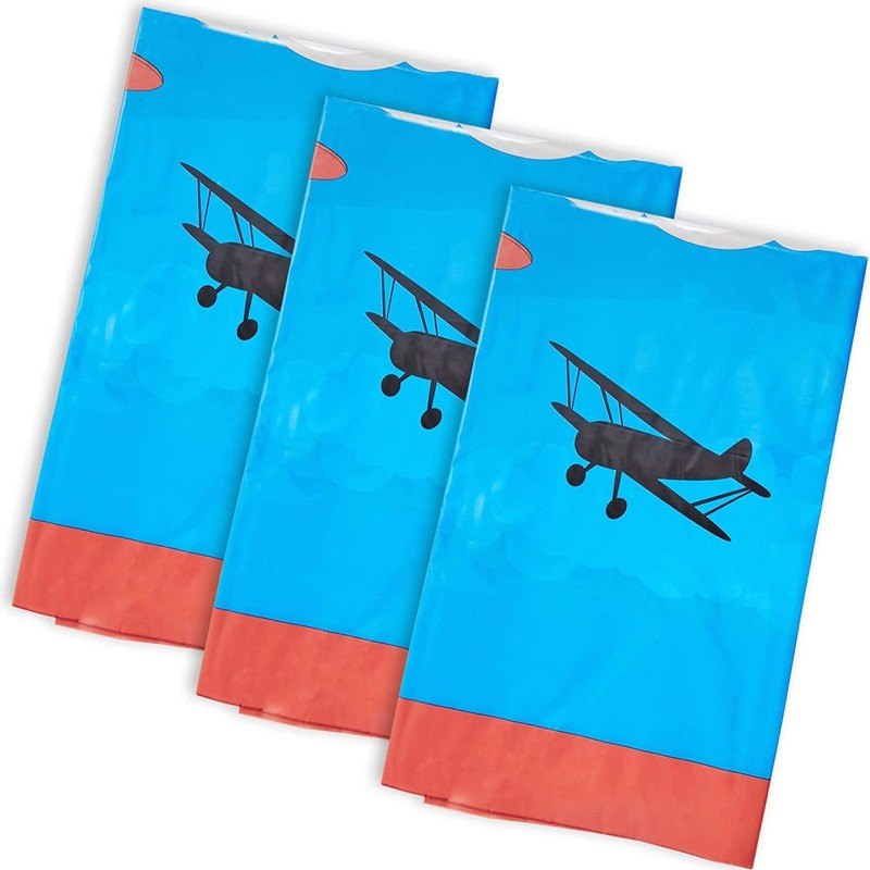 Juvale Airplane Tablecloth - 54 x 108 in, Blue, 3-Pack