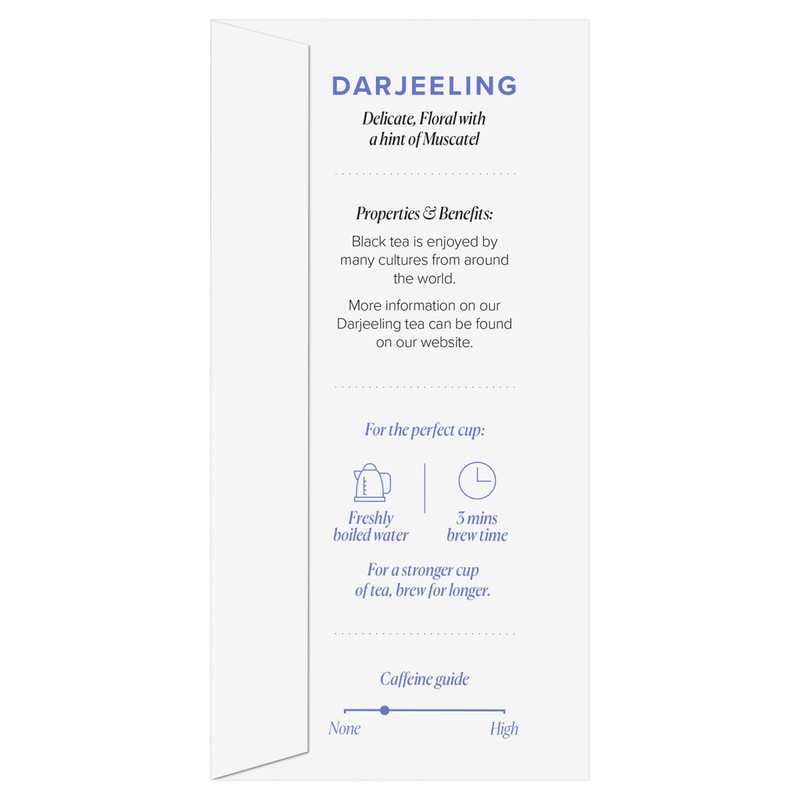 96° Darjeeling Tea - 20 Pyramid Tea Bags, Individually Wrapped,