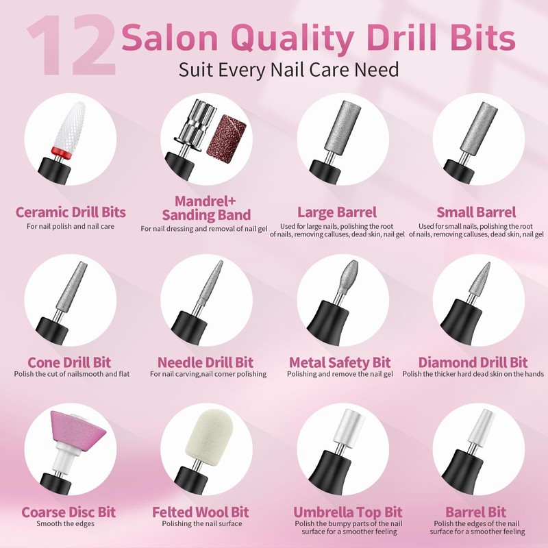 YLYYCC Cordless Nail Drill Electric File with UV Nail Lamp: