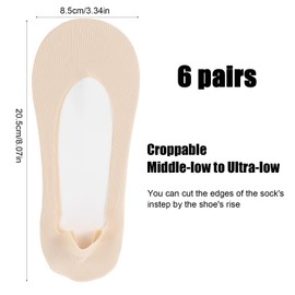 YBEATY 6 Pcs No Show Sock Thin Liner Low Cut Hidden Boat Sock Ice Feeling Ultra Non Slip Invisible Foot Sleeve for Women Flats