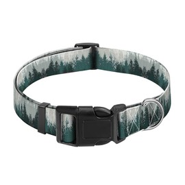 JYCardPKT Dog Collar, Adjustable Funny Pet Collar with Quick Release Durable Buckle, Cute Collars for Medium Large Dogs, Charming Forest Landscape