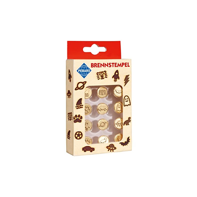 Pebaro 20800 Brass Pyrography Wood Burning Stamp - 12 Pieces