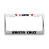 I Love Santa Cruz California License Plate Frame Tag Holder