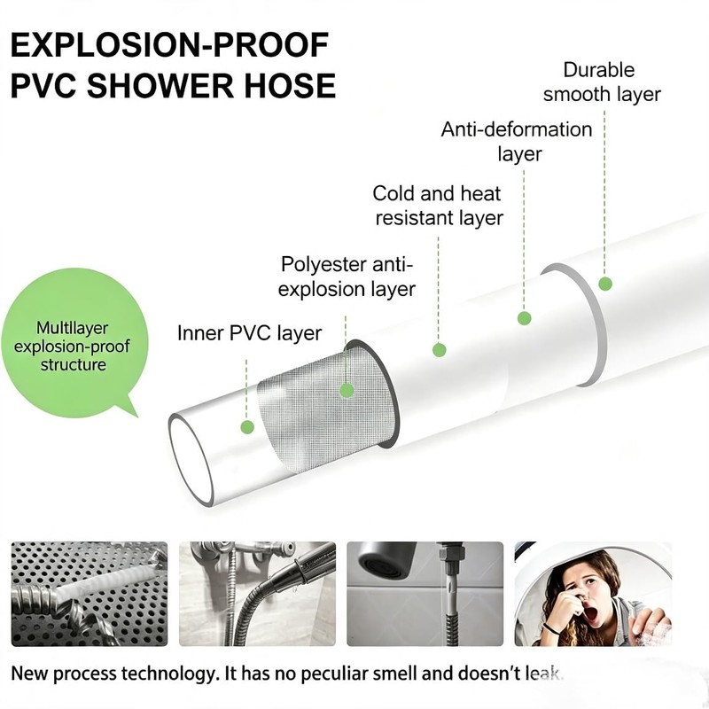 59” Ultra-Flex Shower Hose, Premium RV PVC Handheld Shower Head