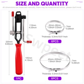 Swpeet 13Pcs CV Boot Clamps with CV Joint Clamp Banding Tool Assortment Kit, 12Pcs Crimp Bands, 1Pcs CV Boot Clamp Tool, Heavy-Duty CV Boot Clamp Tool with No Hole Type CV Boot Clamps Kit for Most Car