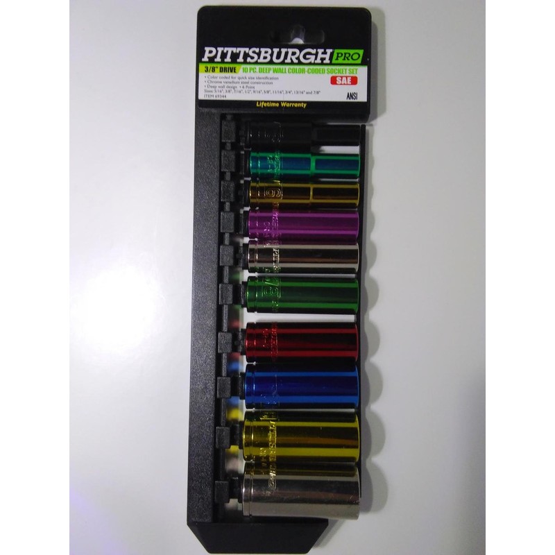 SAE/METRIC Deep Wall Color Coded Socket Sets With Composite Ratchet