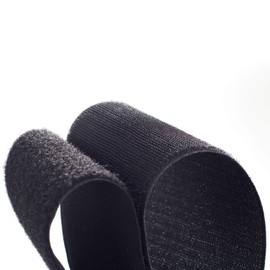 TR Cable Black Industrial Nylon Sew-On Hook & Loop Tape 100mm - 2m (1m hook & 1m loop)