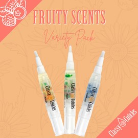 Classy Cuticles | Hand Blended Cuticle Oil | Vegan, Cruelty-Free, & Hydrating | Vitamin E, Jojoba, and Argan Oil | 5 mL Brush Pen | Fruity Variety Pack | Mango, Apple, Blueberry | Pack of 3