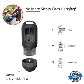 SVD.PET Dispensador de bolsas para excrementos de perro, bolsa de basura retráctil que se adapta a cualquier correa de perro, 15 bolsas de residuos, soporte para bolsas de excrementos, accesorio para caminar perros (negro)