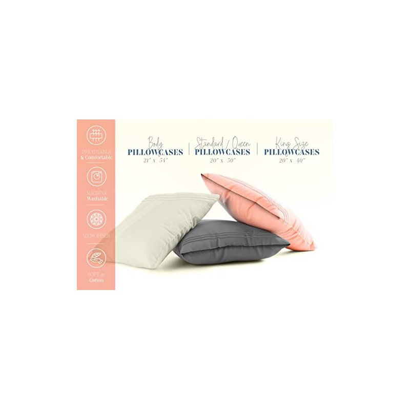 Elegant Comfort 4-Pack Solid Pillowcases 1500 Thread Count Egyptian Quality