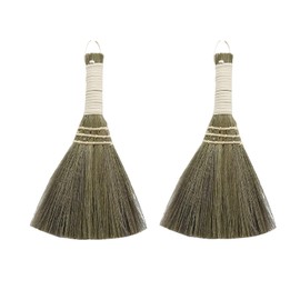 Wensmy 2Pcs Portable Desk Little Broom Indoor Grass Broom Manual Straw Braided Broom Dust Broom Brush Small Broom for Sofa, Car, Corner