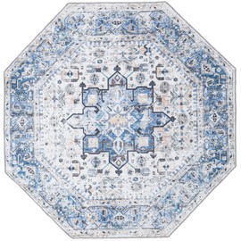 Unique Loom Yara Collection Area Rug - Sunil (5' 1" Octagon, Royal Blue/ Blue)