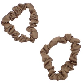 Topkids Accessories Set of 2 Small Satin Scrunchies for Girls & Women, Hair Accessories for Ladies & Teens, Non-Slip Scrunchie, Imitation Silk Scrunchies, Hair Bobbles (Light Blue)